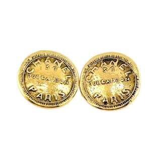 Chanel Vintage Earrings Logo Gold-Tone #208316C67B